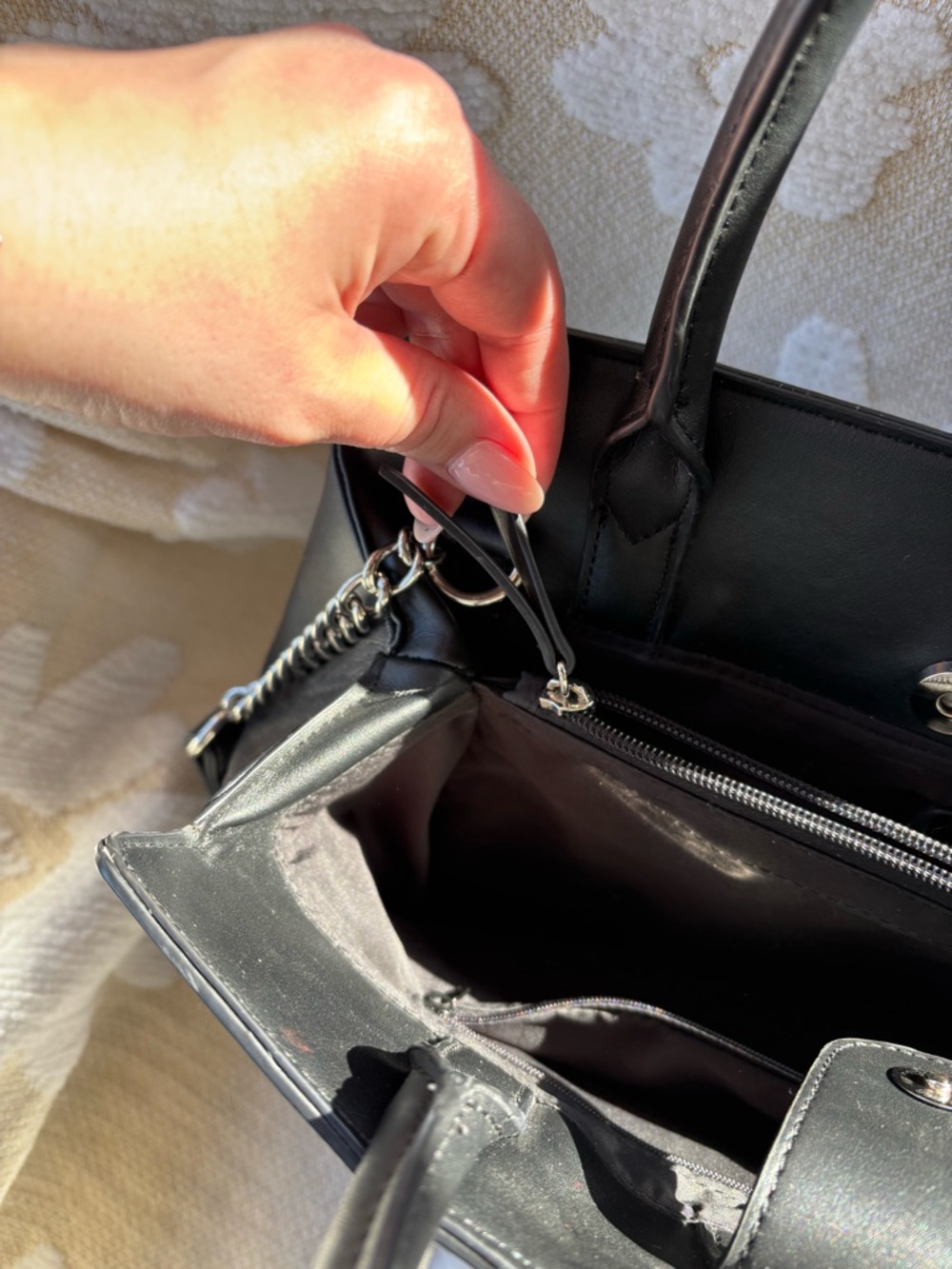 Nine West Black Bow-Detail Satchel - Picture 8 of 9